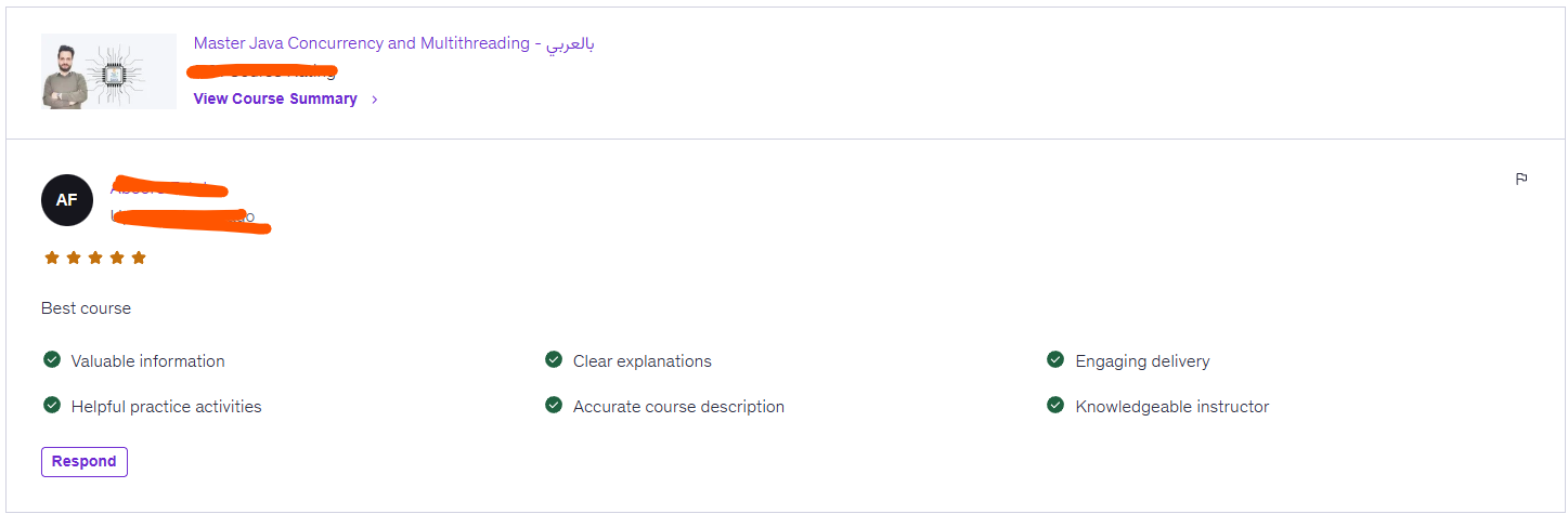 تقييم طالب في دورة الـ Concurrency والـ Multithreading